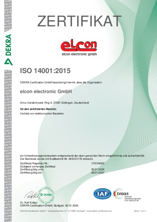 ISO 14001 Zertifikat Deutsch