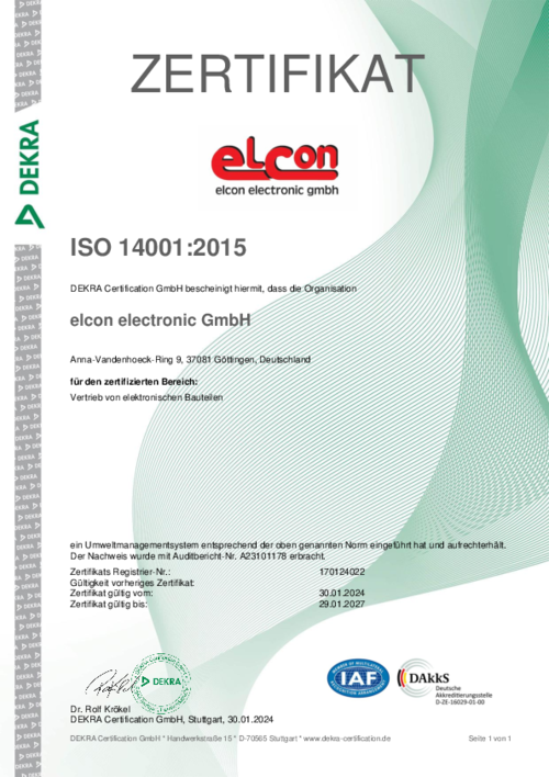 ISO 14001 Zertifikat Deutsch